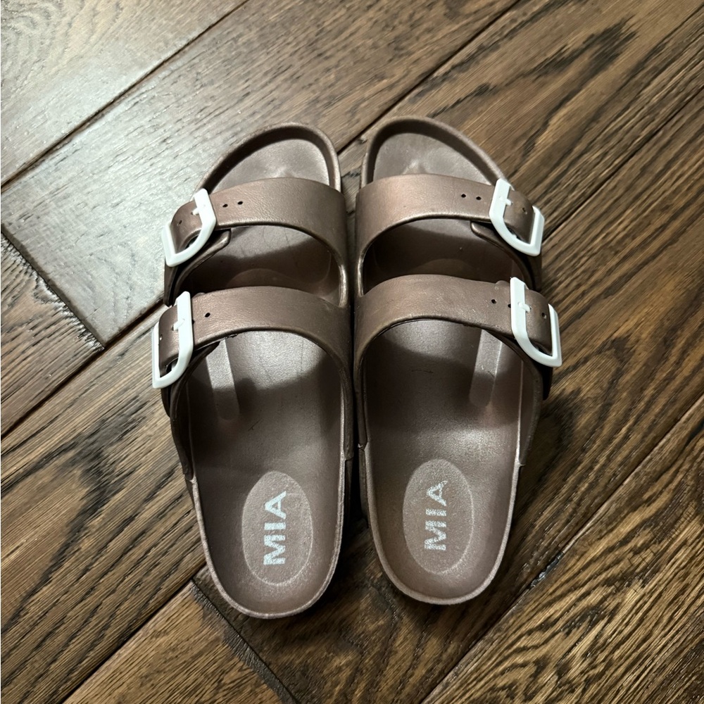MIA Brown Double Strap Sandals